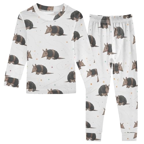 Pajama Sets Long Sleeve Cute Pattern with Armadillos Soft Comfy Sleepwear 2 Piece PJS 3-8T