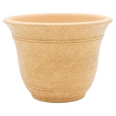 The HC Companies Sierra Round Self-Watering Pot - Lightweight Plastic Planter for Herbs & More - Durable Plant Pots for Indoor Plants & Outdoor Plants (10” Arizona Sand, Pack of 1)