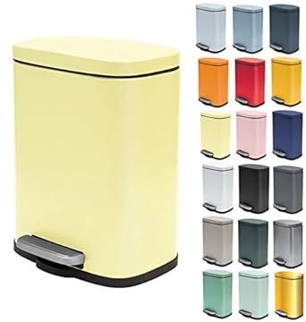 Spirella Akira Collection Pedal Bin 21.4 x 17.6 x 30 cm (5 Litres), Steel, Yellow, 21.4 x 17.6 x 30 cm