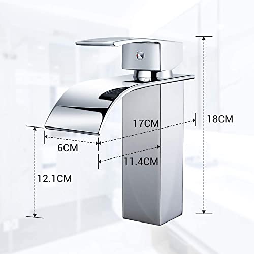 Rubinetto Lavabo A Cascata Monocomando Nero In Ottone - Altezza Beccuccio 110 Mm - LakeBayMZC
