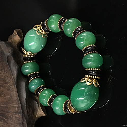 Bracelet jonc tibétain cadeau idéal en agate verte véritable - 3