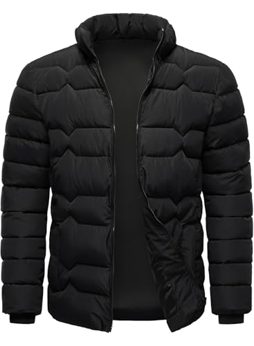 HOOD CREW Mens Puffer Jackets Lightweight Warm Winter Coats Stand Collar Full Zip Windproof Insulated Jacket2