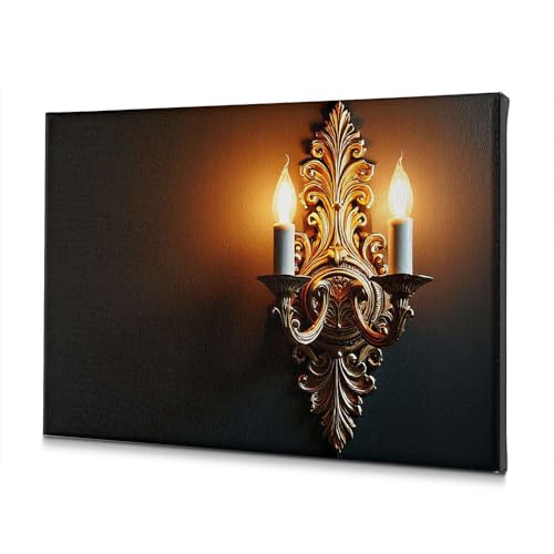 Applique murale dorée design bougies et toile artistique haut de gamme