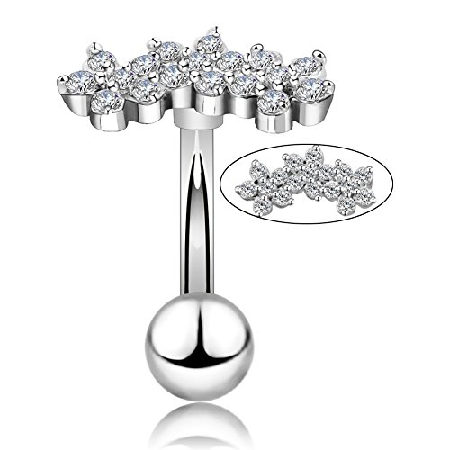 Oufer 16G 316L Surgical Steel Sparkle Flower Zircon Rook Piercing Jewelry Cartilage Tragus Earrings Curved Barbell #TOP24