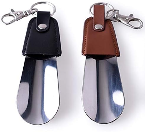 Shoe Horn, Stainless Steel Shoe Lifter Seniors Shoe Horn Mini Portable Slip Leather Shoe Horn Key Ring Boots Shoes Horn Handled Shoehorn for Men Women Kids Elderly