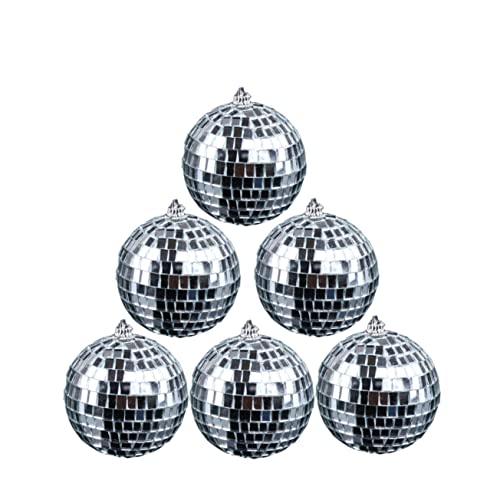 IMIKEYA - 12 bolas espejadas plateadas para decoración de fiestas, bodas, discotecas y festivales, diseño reflectante miniatura 3
