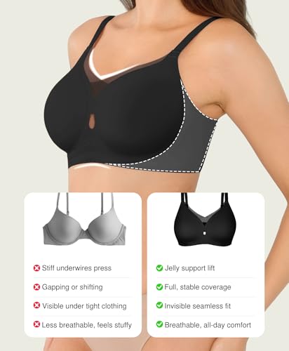 Image of Popilush Womens Wireless Push Up Bra Comfortable Supportive Everyday Bra