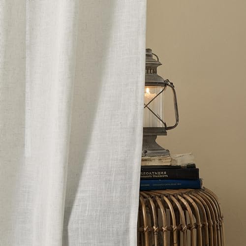 Image of Joydeco Light Filtering Curtains 72 Inch Length for Bedroom, Linen Curtains 72 Inch Length 2 Panels Set for Living Room,White Semi Sheer Curtains 72 Inches Long with Rod Pockets