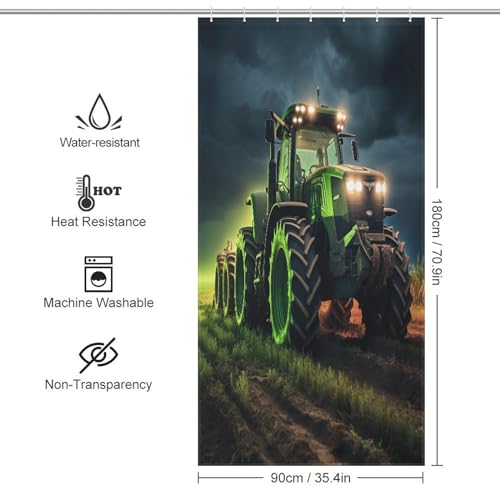 Rideau de douche tracteur 92x183 cm en polyester imperméable - 4