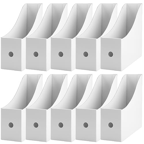 Wozzies A4 Zeitschriftenhalter Kraftpapier 10 Stück Zeitschriftensammle Aktenhalter Schreibtisch Stehsammler Pappe Schreibtisch Organizer für Datei Ordner Schreibwaren Bürobedarf (Weiß)