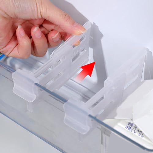 TOPINCN 4Pcs Refrigerator Dividers PP Extendable Fridge Separator Organizer Retractable Refrigerator Divider Clip Adjustable Plastic Organizer Tools (L) - Image 2