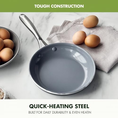 GreenPan Swift Healthy Ceramic Nonstick, 10" Frying Pan Skillet, Stainless Steel Handle, PFAS-Free, Dishwasher Safe, Oven Safe, Black