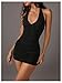 MakeMeChic Women's Y2k Sexy Mini Dress Deep V Neck Backless Bodycon Party Halter Dresses Black Medium