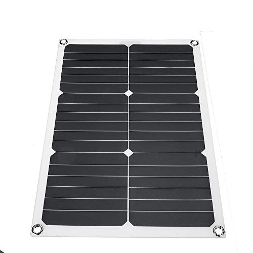 Yzibei Solar Panel 20W 18V 28cmX42cm Monocrystalline Silicon Solar Panel with Dual USB Output + Car Charger + Battery Clip (Color : Black, Size : 20W)