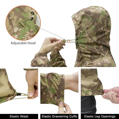 Image of LOOGU Men's Rain Suit - Rain Gear for Men Waterproof, Lightweight Rain Coat, Breathable Mens Rain Jackets Hood and Pants