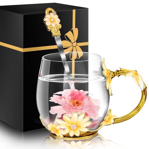 Taza de vidrio para té y café con diseño 3D mariposa miniatura 1