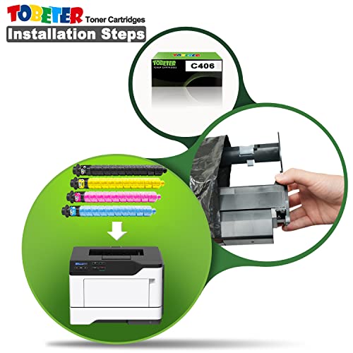 Tobeter Compatible Toner Cartridge Set Replacement For Ricoh Mp C307 C306 C406 C407 842091 842092 842093 842094 Use For Ricoh Mpc306 Mpc307 Mpc406 Mpc407 Printer (Black, Cyan, Magenta, Yellow, 4-Pack) #TOP4