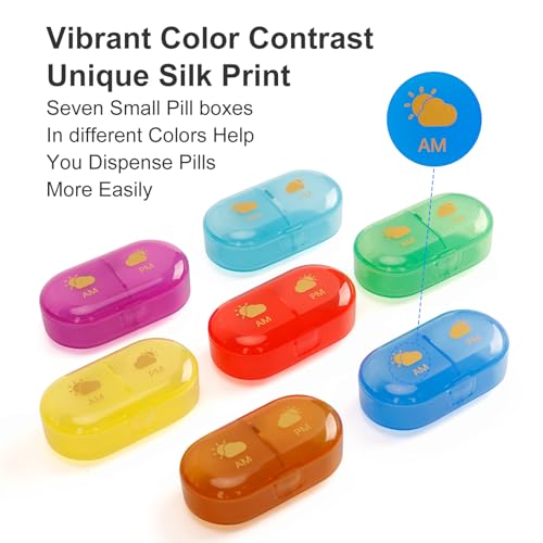 Pillendoosje 7 Dagen, Pillendoosje 7 Dagen 2 Vakken, Pillensorteerdoos, Medicijnen Organizer BPA-vrij, Dispenser/Organizer Voor Pillen en Medicijnen, Voor Tabletten, Vitaminen, Medicijnen - Afbeelding 5