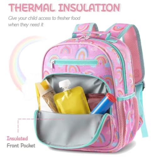 Image of Toddler Backpack for Girls 2-4,Preschool Kindergarten Rainbow Backpacks,Small Backpack for Kids,Toddler Bookbag with Chest Strap