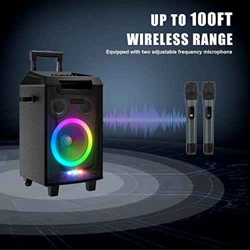 Karaoke Machine With 2 Microphones, Bluetooth Speaker Pa System For Adults & Kids With 2 Wireless Microphones, 8'' Subwoofer, Wireless Singing Machine For Christmas Party, Wedding, Gathering(Vs-0866) #TOP5