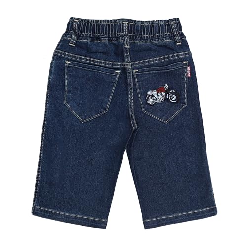 Image of Boys Regular fit,Light Blue,Drawstring Elastic Waistband,Stretchable Cotton Denim, Clean Look,Casual,Below Knee Length, 3 /4 Shorts