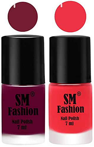 Image of Long Lasting Nail Polish | Nail Paint Combo 7 ml Each) - Set of 2 Mulberry-Rose Pink