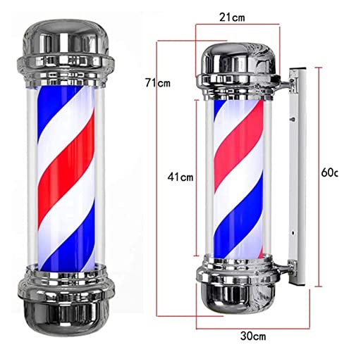 Enseigne barber pole LED bicolore rotative pour salon de coiffure