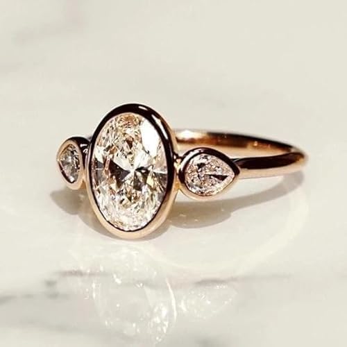 Purvika Jewels 2.50 Carat Oval Cut Lab Created Diamond Engagement Ring, 925 Sterling Silver, 14K Yellow Gold Finish, Bezel Set