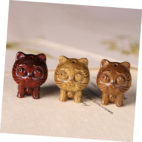 Figurines de chat miniatures en bois pour une déco zen - 3