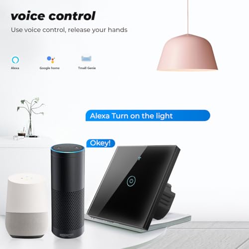 Smart Light Switch, 1 Gang WiFi Smart Wall Light Touch Switch Works with Amazon Echo and Google Home, APP Remote Control, Timing Function, Universal for Neutral Live Wire+ Single Live Wire - Image 4