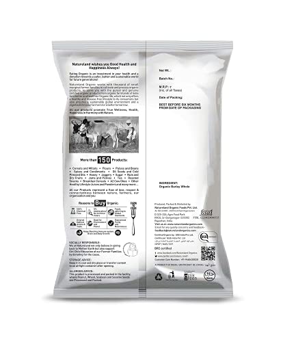 Image of Natureland Organics Barley Dalia 500 Gm (Pack of 4) Total 2Kg - Organic Dalia & Whole Wheat Flour Bag, 5 kg
