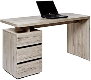 Amazon Brand - Movian Skadar 3-Drawer Desk, 140 x 55 x 76cm, Light Brown Oak-Effect