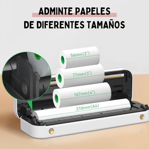 Mobiler Thermo-Bluetooth-Drucker, A4, kleiner Reisedrucker mit Thermopapier, ohne Tinte oder Toner, kompatibel mit Windows-Computern, Mac... und Android- und iOS-Handys, PeriPage, Rosa