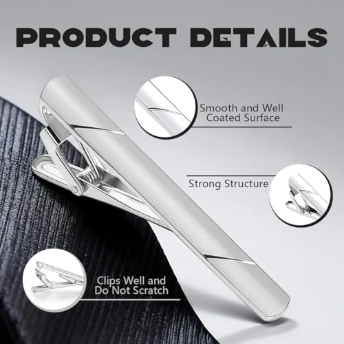 Image of Erioctry Mens Stainless Steel Tie Clips Minimalist Necktie Tie Bar Clasp Clip Clamp Pins Best Gift For Men Business Party Wedding Best Gift and Daily Life