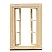 Dollhouse Window for Crafts Double Door Miniature Furniture 6 Pane Mini Scene Accessory DIY Pretend Play High Simulation Model Collection Ornament (Wood Color)