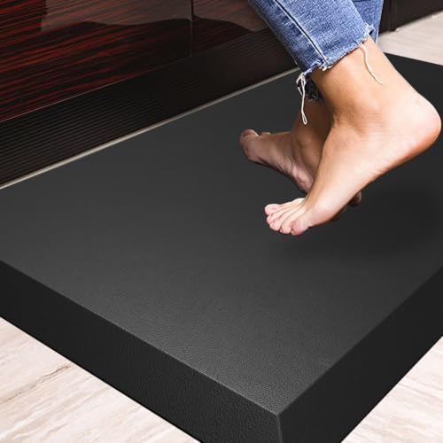 2 5 cm Extra Dicke Anti-Ermüdungsmatte (75 × 44 cm) Komfort-Matte für Küche Büro Werkstatt oder vor dem Spülbecken Ergonomisch & Gelenkschonend Aus hochdichtem 140D PU (Schwarz)