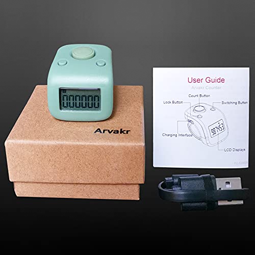 Image of 6 Channels Rechargeable LCD Finger Counter Silent Digital Tally Clicker for Knitting Crocheting Gift