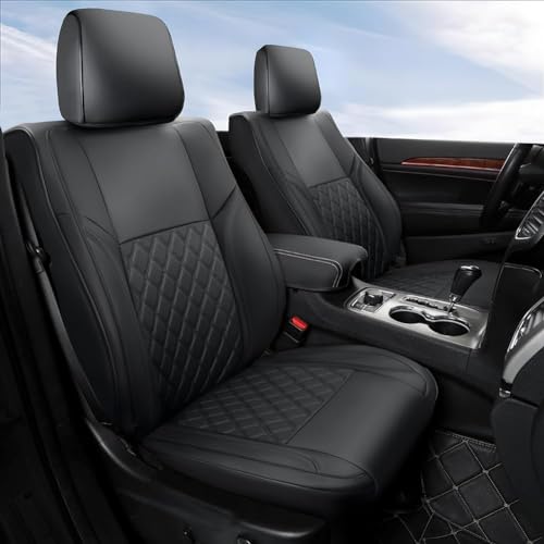 Image of GIANT PANDA Wrangler Seat Covers Custom Fit for Jeep Wrangler,Premium Waterproof Faux Leather, 18-26 JL 4 Door with Rear Cup Holder Full Set (Solid Red)