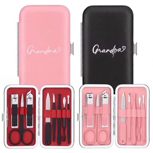 2 Set Grandma and Grandpa Gifts Nail Clipper Set Stainless Steel Manicure