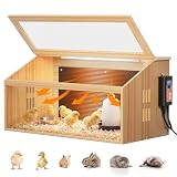 Brooder Box for Chicks Wooden, Chicken Brooder House with Thermostat & Heating Plate,All-in-One Chicken Brooder House w/Poultry Waterer, Adjustable Temp,Holds 30 Chicks Ducks Quails, 31.5'×15.7'×15.7'