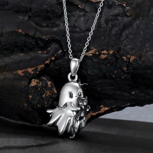 Halloween Necklace for Women Tiny Talisman Spooky Ghost Necklace Spooky Ghost Necklace Ghost Tassel Necklace Ghost Black Cat Bat Pendant Necklace Halloween Jewelry Gift for Best Friend3