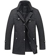 Lavnis Men's Winter Wool Coats Slim Fit Single Breasted Trench Jacket Woolen Pea Coat