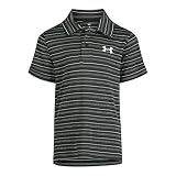 Under Armour Boys' Short Sleeve Ua Match Polo Collared Shirt, Chest Logo, Soft & Comfortable, Black