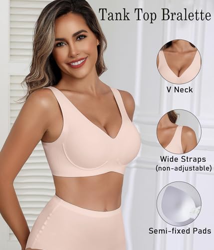 Image of Avidlove Wireless Bras for Women Comfortable Jelly Bra Deep V Seamless Bralette Full Coverage Padded Bralette Everyday