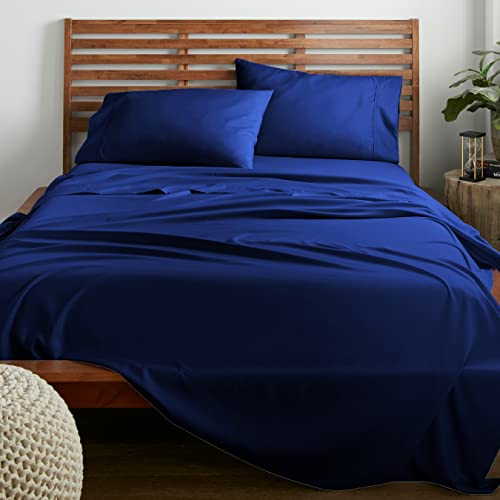 American Home Collection Queen Size Sheet Set - 16-Inch Deep Pocket - Ultra Soft Microfiber Bed Sheets - Breathable, Wrinkle and Fade Resistant, Easy Care - 4 Piece Set (Queen, Navy)
