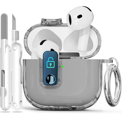Protection AirPods 4 noir transparent rigide avec port USB-C