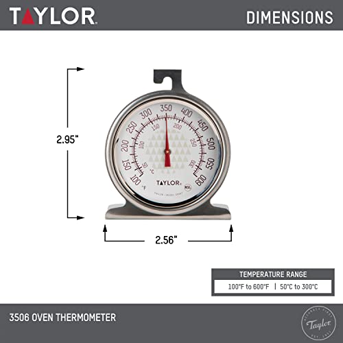 Image of Taylor Large 2.5 Inch Dial Kitchen Cooking Oven Thermometer, Analog