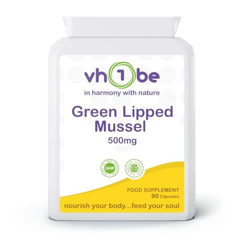Green Lipped Mussel with Vitamin C – 90 Capsules | Supports Joint Health, Collagen Formation & Immune Function | Food Supplement by vh1be