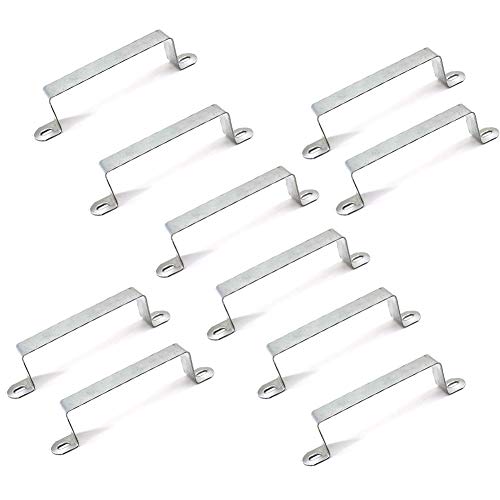 Lot de 10 Supports de Sécurité pour Panneaux de Clôture en Béton ou en Bois, pour Poteaux de 10,2 x 10,2 cm, en Acier Galvanisé Robuste Solide Pré-Percé...