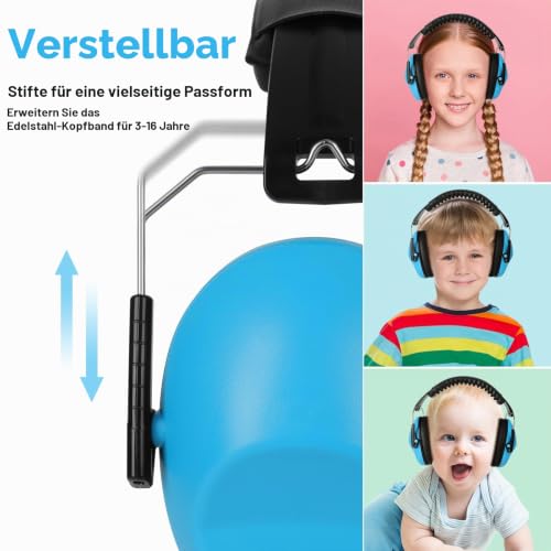 Floriogra Gehörschutz Kinder, SNR 28dB Verstellbar Lärmschutz Kopfhörer – Ansicht 3